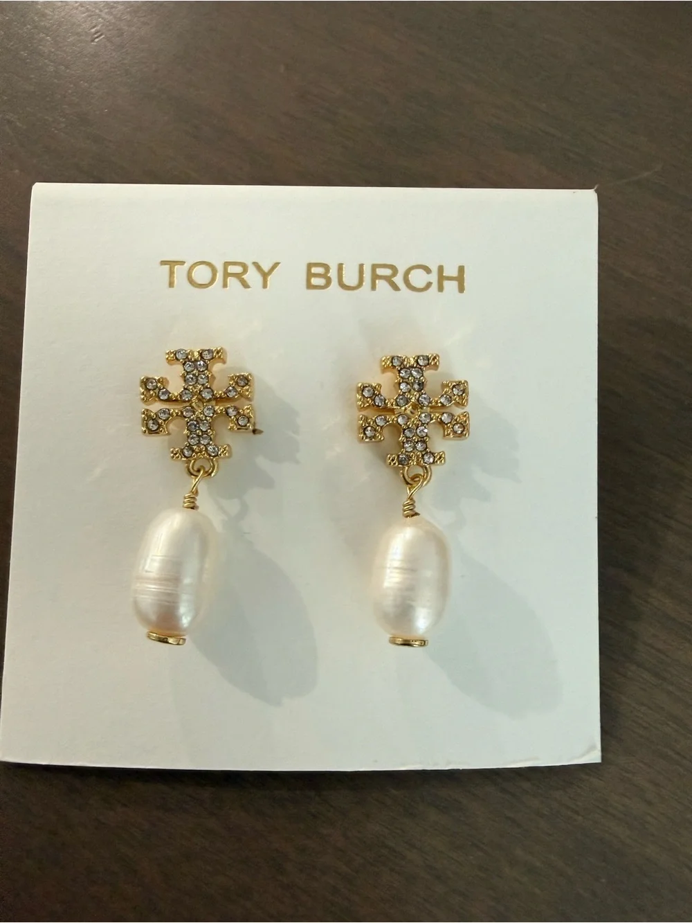 NWT Tory Burch Moondance Pearl and Pavé Drop Earrings $130 MSRP